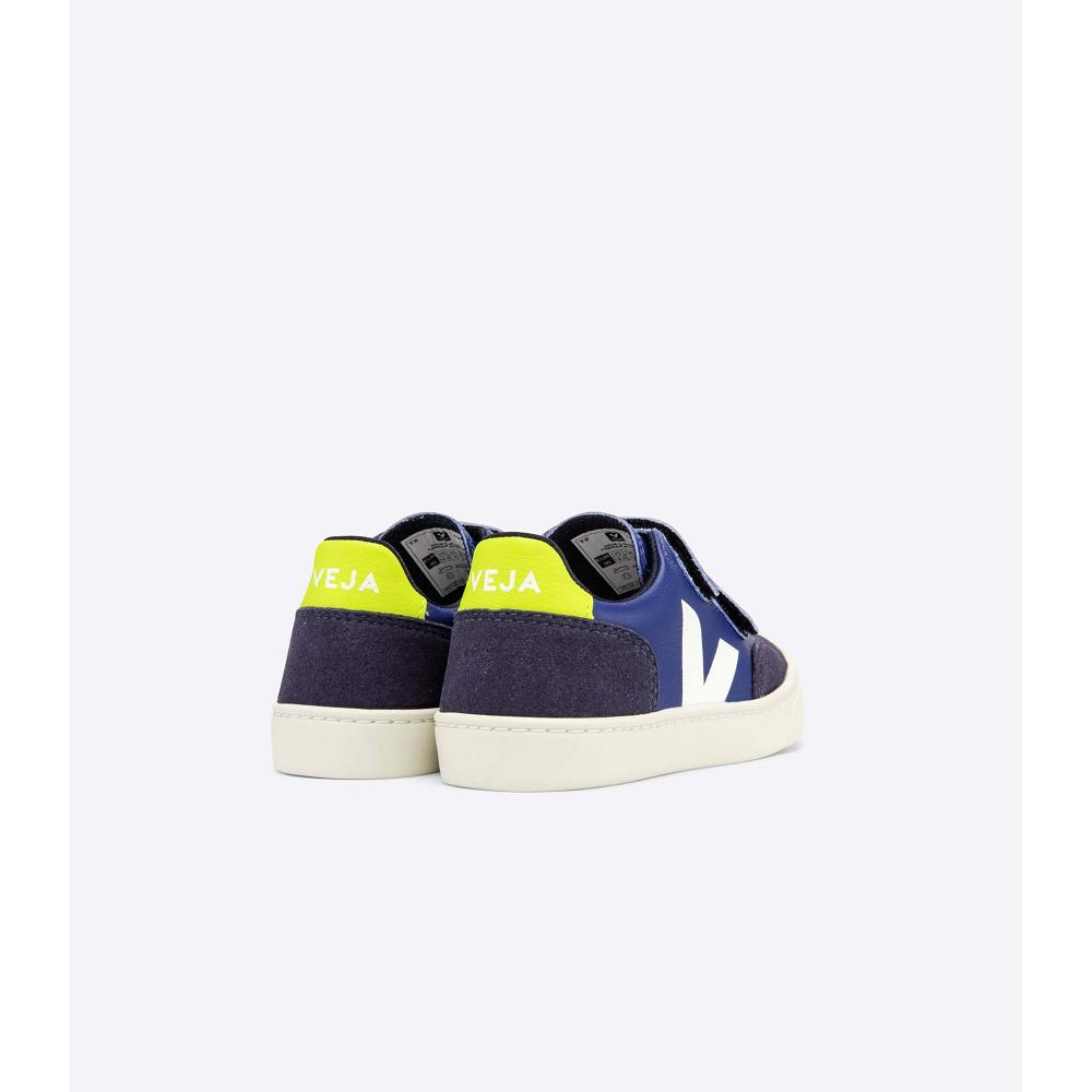 Kids' Veja V-12 CHROMEFREE Shoes Blue | SG 746XYU